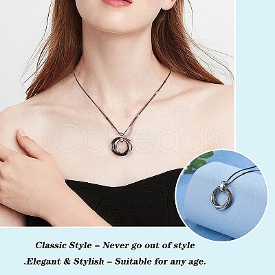 201 Stainless Steel Interlocking Ring Pendants STAS-SZ0002-61C-1