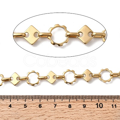 304 Stainless Steel Flower with Rhombus Link Chains CHS-Z007-14G-1