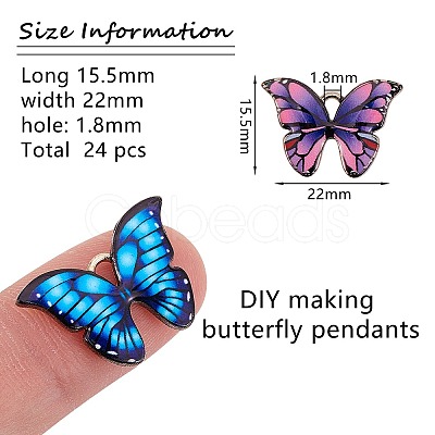 24Pcs 6 Colors Printed Alloy Pendants ENAM-SZ0002-13-1