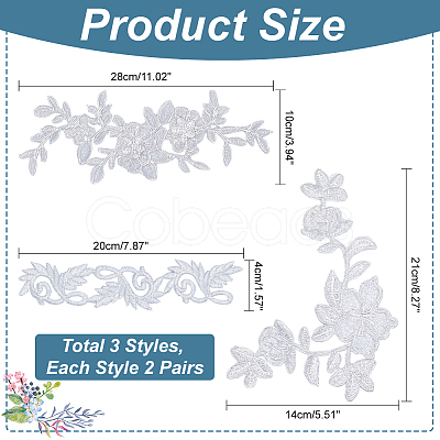 3 Style Flower Polyester Computerized Embroidery Patches PATC-NB0001-06-1