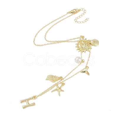 Bohemian Summer Beach Style 18K Gold Plated Shell Shape Initial Pendant Necklaces IL8059-8-1