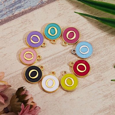 120Pcs 12 Colors Golden Plated Alloy Charms ENAM-SZ0001-64O-1