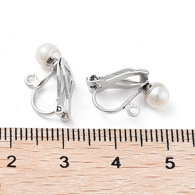 304 Stainless Steel Clip-on Earring Findings with Imitation Pearl Plastic Beaded LS-STAS-H216-03A-P-1