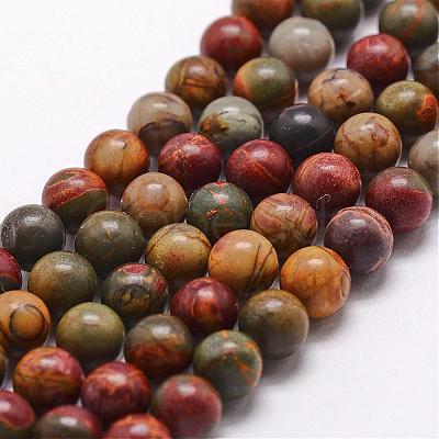 Natural Polychrome Jasper/Picasso Stone/Picasso Jasper Bead Strands G-D840-85-6mm-1