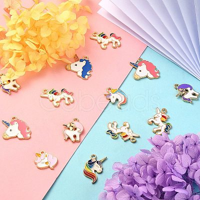 60Pcs 10 Styles Alloy Enamel Pendants ENAM-CJ0002-69-1