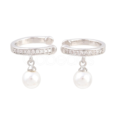 Round Brass Micro Pave Clear Cubic Zirconia Cuff Earrings EJEW-Z164-02P-1