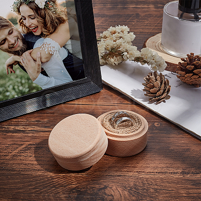 Round Wooden Storage Boxes Ring Box CON-WH0079-88-1