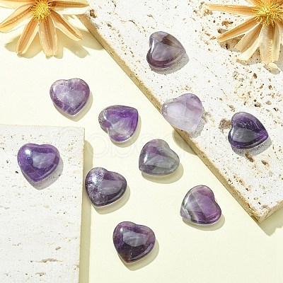 Natural Amethyst Heart Palm Stone G-YW0001-52B-1