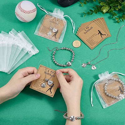 Alloy CCB Plastic Bead Baseball Link Bracelets HJEW-PH02411-1