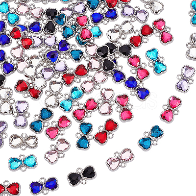 72Pcs 9 Colors Zinc Alloy Rhinestone Connector Charms FIND-GA0007-93-1