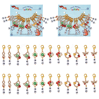 Alloy Enamel Ladybird Theme Pendant Locking Stitch Markers HJEW-AB00087-1