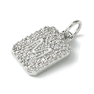 Rack Plating Brass Micro Pave Clear Cubic Zirconia Charms KK-G501-01M-P-1