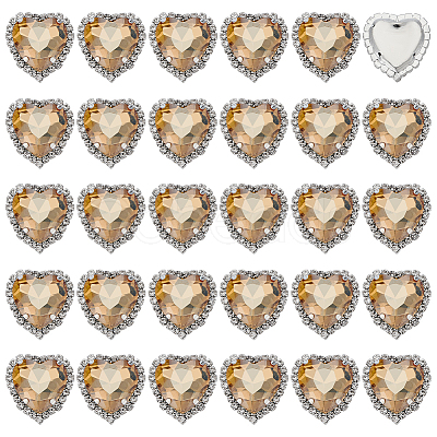 30Pcs Brass with Glass Sew on Rhinestone FIND-FG0004-73B-1