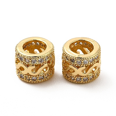 Rack Plating Brass Micro Pave Clear Cubic Zirconia European Beads KK-C010-55-1