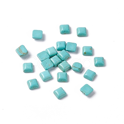 Craft Findings Dyed Synthetic Turquoise Gemstone Flat Back Cabochons TURQ-S263-8x8mm-01-1