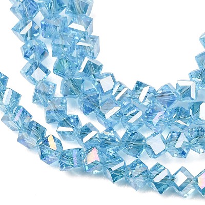 Electroplate Transparent Glass Beads Strands GL-CBA7A17-01A-08-1