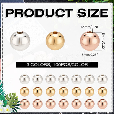 300Pcs 3 Colors Rack Plating Brass Beads KK-ME0002-73-1