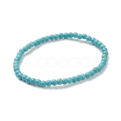 Synthetic Turquoise Beaded Stretch Bracelets BJEW-D446-A-18-1