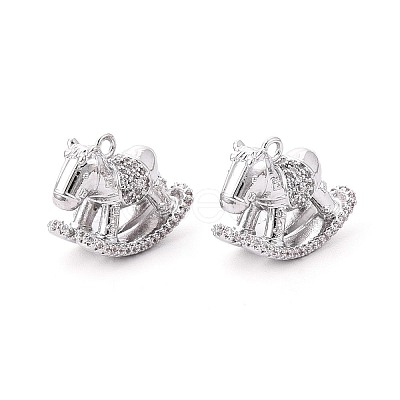 Brass Pave Clear Cubic Zirconia Pendants KK-T081-01P-1