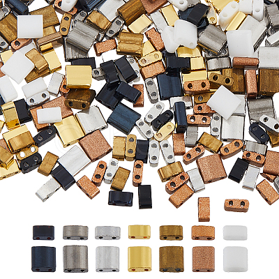 420Pcs 14 Styles 2-Hole Opaque Glass Seed Beads SEED-HS0001-12-1