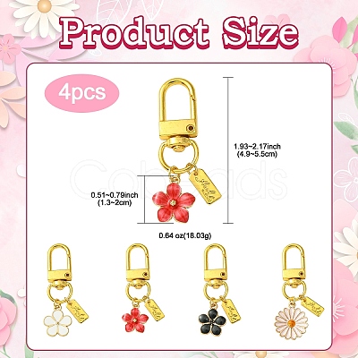 Alloy Enamel Flower Pendant Decorations HJEW-YW00003-1
