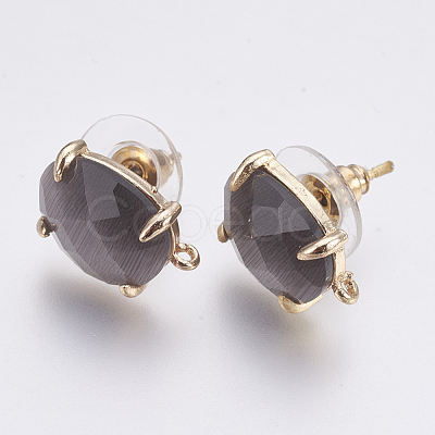 Faceted Glass Stud Earring Findings GLAA-F084-A05-1