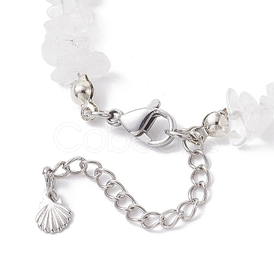 Natural Quartz Crystal Chip & Glass Shell Round Beaded Bracelets BJEW-JB12303-01-1