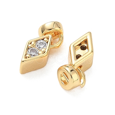 Brass Micro Pave Clear Cubic Zirconia Charms KK-C172-24G-1