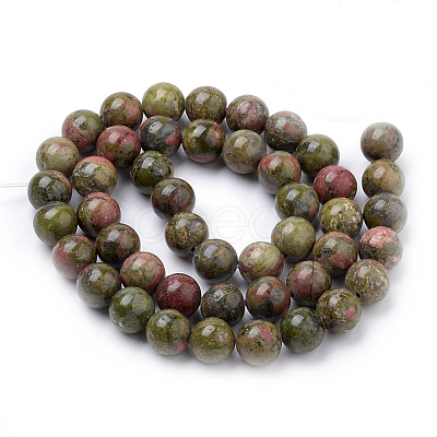 Natural Unakite Beads Strands G-S259-14-6mm-1