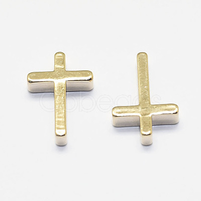 Long-Lasting Plated Brass Tiny Cross Charms KK-K193-010G-NF-1