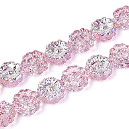 Electroplate Transparent Glass Beads Strands EGLA-N055-01E-1