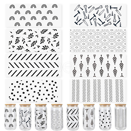 8Pcs 8 Styles PVC Plastic Waterproof Decorative Sticker Labels DIY-SP0004-93A-1