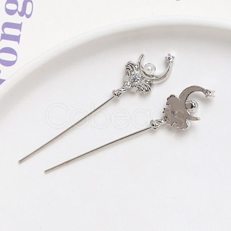 Brass Pave Clear Cubic Zirconia Magic Wand Head Pins BAPE-PW0002-11P-1