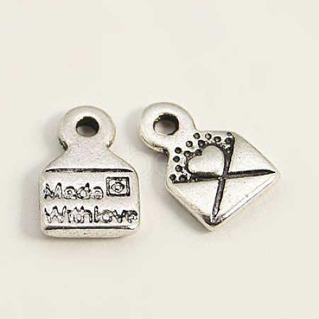 Tibetan Style Alloy Envelope Carved Heart and Word Made with Love Charms for Gift Making LF0643Y-NF-1