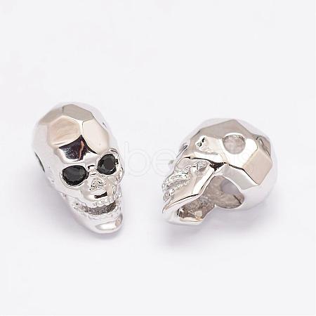 Brass Micro Pave Cubic Zirconia Beads ZIRC-P017-11P-NR-1