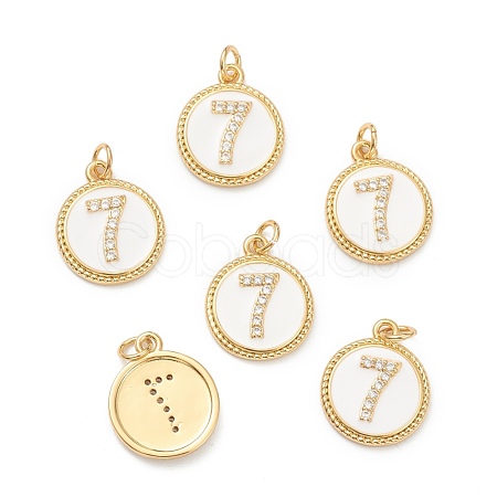 Brass Micro Pave Clear Cubic Zirconia Charms ZIRC-J040-44G-07-1