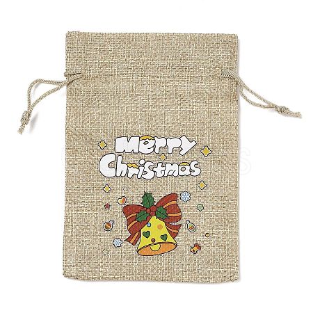 Christmas Printed Burlap Packing Pouches Drawstring Bags ABAG-Q053-02A-10-1