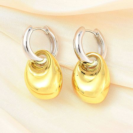 Oval Brass Hoop Earrings for Women EJEW-U057-06A-03GP-1
