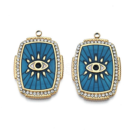 Ion Plating(IP) 304 Stainless Steel Evil Eye Enamel Pendants STAS-N107-04C-G-1