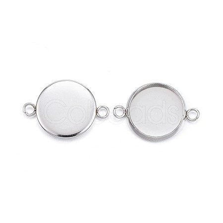 Tarnish Resistant 304 Stainless Steel Cabochon Connector Settings STAS-G127-14-12mm-P-1