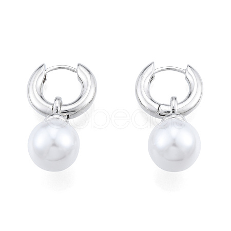 ABS Plastic Pearl Dangle Hoop Earrings EJEW-N011-106P-1