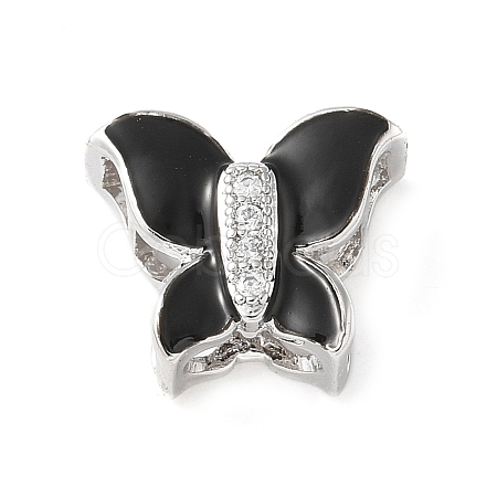 Brass Micro Pave Clear Cubic Zirconia Silde Charms KK-C086-02P-03-1