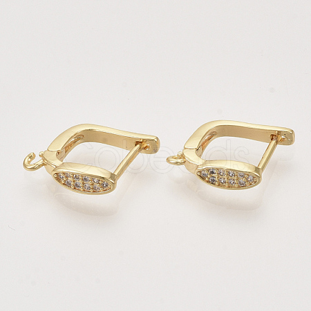 Brass Micro Pave Cubic Zirconia Hoop Earring Findings with Latch Back Closure KK-T048-032G-NF-1