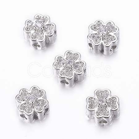 Rack Plating Brass Micro Pave Cubic Zirconia Beads ZIRC-A006-04P-02-1