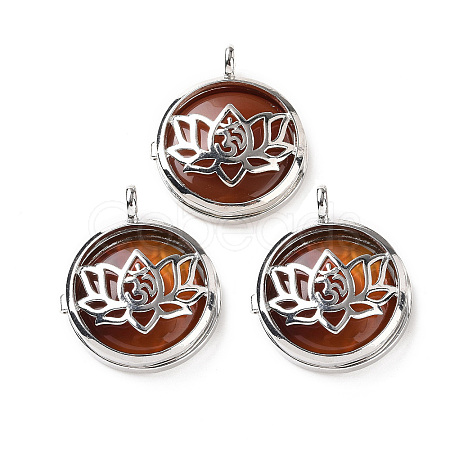 Natural Carnelian Locket Pendants G-G982-01P-18-1
