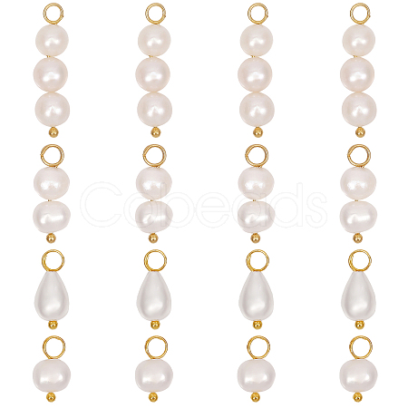 16Pcs 4 Styles Natural Freshwater Pearl Pendants PALLOY-AB00082-1