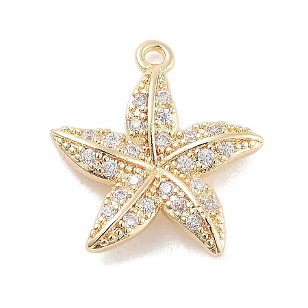Brass Pave Clear Cubic Zirconia Pendants KK-Z061-09G-01-1