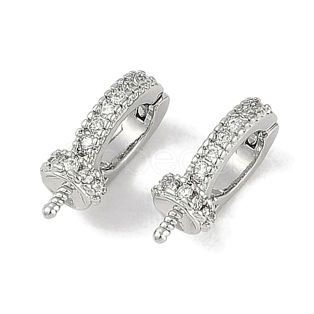 Brass Micro Pave Clear Cubic Zirconia Fold Over Clasps KK-I719-32P-1