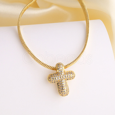 Religion Brass Micro Pave Clear Cubic Zirconia Pendant Necklaces WG2FDF6-03-1