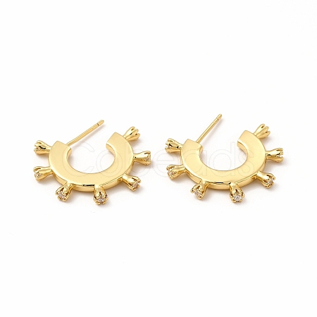 Rack Plating Brass Micro Pave Cubic Zirconia Stud Earrings for Women LS-EJEW-H091-22G-1